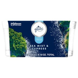 Glade 1-Wick Scented Candle Jar, Sea Mist & Cypress, Air Freshener Infused with Essential Oils, 4.08 Oz, 2 Count