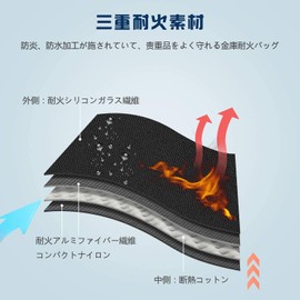 ENORD Fireproof Safe, Storage Case, For Valuable Documents, Waterproof, Flameproof, Explosion-proof, Cash Storage Case, Files, Heat Resistant Up to 688°F (2,000°C), A4 Size, Large Capacity Handbag, 13.8 x 9.8 x 2.0 inches (35 x 25 x 5 cm)