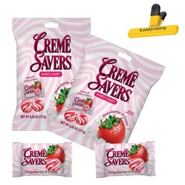 CREME SAVERS (2 PACK 6.25 OZ STRAWBERRY & CREME) | Classic Original Individally Wrapped, Strawberries and Creme and Orange and Creme Hard Candy