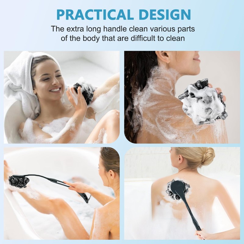Loofah with Handle, 20.5'' Replaceable Shower Loofah to Improve Skin