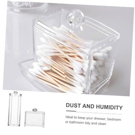 NOLITOY 2Pcs Transparent Cotton Swabs and Pads Storage Box Set for Dresser Organizer for Makeup Cotton Pads and Swabs Stylish and Easy to Clean for Home