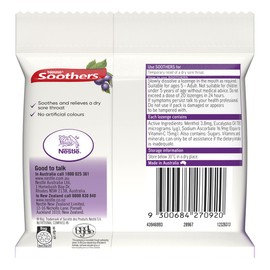 SOOTHERS Blackcurrant Sore Throat Lozenges 30 Pack, 120g