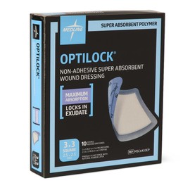 Medline OptiLock Non-Adhesive Super Absorbent Wound Dressings, 3" x 3" (Pack of 10)