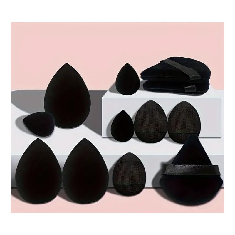Esponjas de maquillaje 12 piezas (Negro)