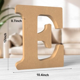 Aruatu 12 Inch Balsa Wooden Letters Unfinished Wood Letters for Wall Decor Decorative Standing Letters Large Letters for Wall Decoration for Craft Home Party Projects (E)