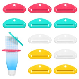 YBETY 12 Pcs Toothpaste Squeezer Plastic Tooth Paste Tube Squeezer Paste Clips Roller Holder Reduces Waste for Saving Toothpaste Facial Cleanser Creams Paint Hair Gel Glue (Colorful)