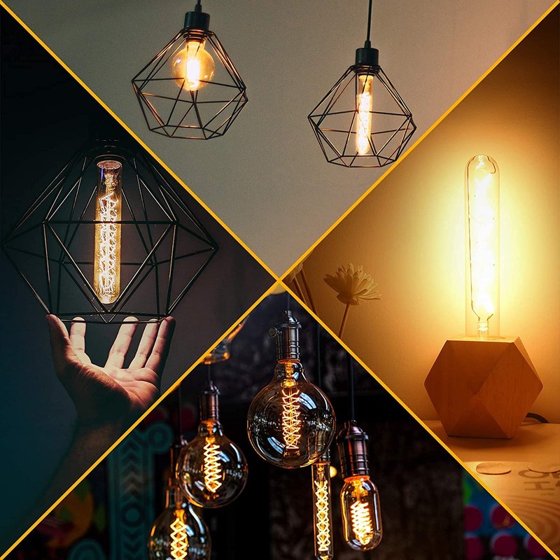 Leools Vintage T10 LED Edison Light Bulb Super Thin Filament,