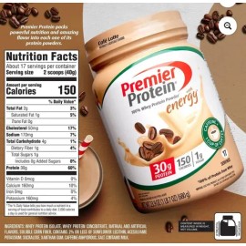 Premier Protein Café Latte Polvo 17 Porciones 680g                                                                                                    