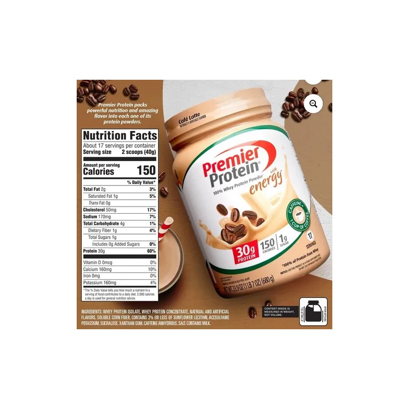 Premier Protein Café Latte Polvo 17 Porciones 680g