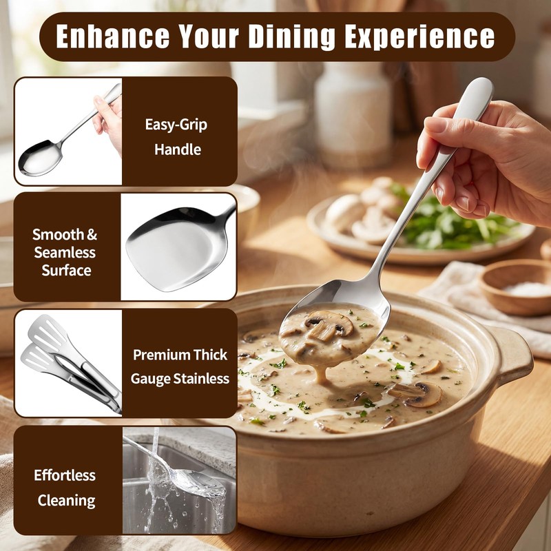 6-Pcs Stainless Steel Kitchen Utensils Set – Heat-Resistant Serving Spoon
