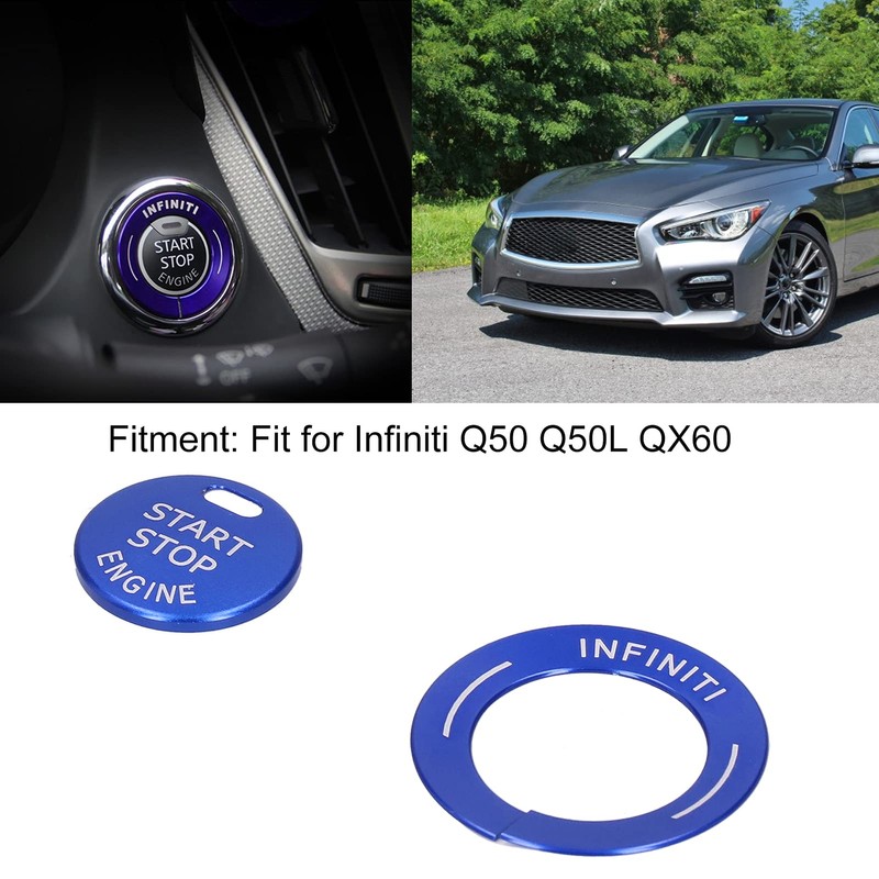 Engine Start Button Cover, 2pcs Engine Start Stop Button Trim
