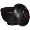 Happy Sales HSWF201B, Japanese Soup Rice Bowl with Lid Black