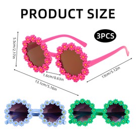 FangBoJie Round Party Glasses, Retro Glasses, Flower Shape, Hippie Sunglasses, Flame Sunglasses, Fire Flame Glasses, Rimless Wave Sunglasses, Blue-red-green