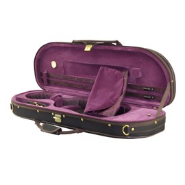SKY Lightweight Half Moon Shaped Violin Case 4/4 Size (Black/Magenta) Shoulder Strap