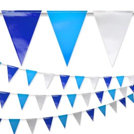 Nacarum Heavy-Duty Outdoor Navy Blue backstroke flags/Blue party Pennant Banner Flag 【102FT】