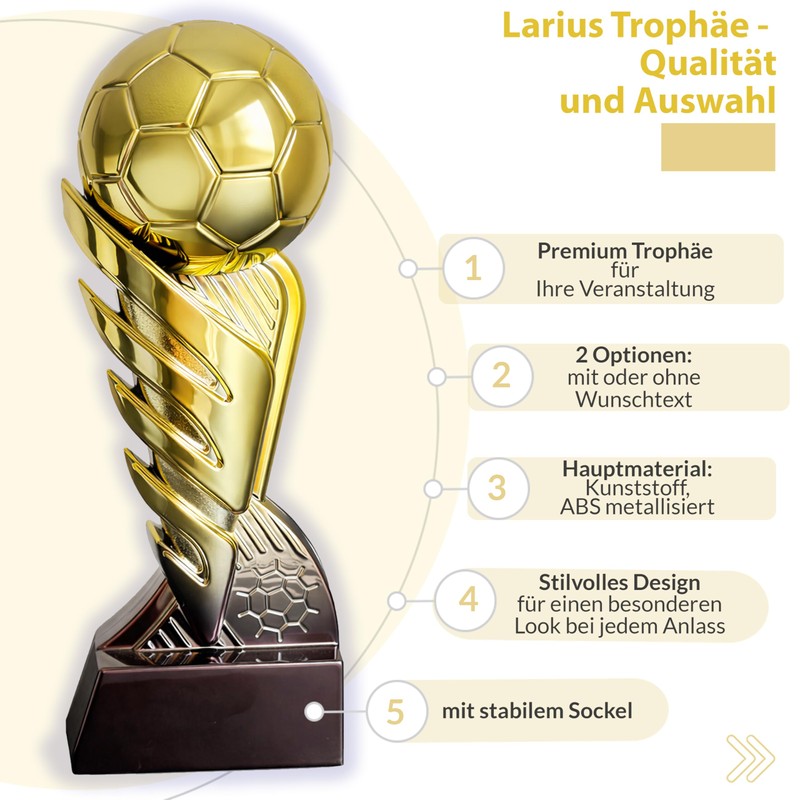Larius Coppa da calcio dorata con palla (21,5 cm, 635