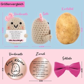 Tixlux Pocket Hug Positive Potato, Creative Knitting Wool Potato Doll and Small Hug Lucky Charm Rose Gold, Get Well, Courage Gift, Gifts for Women (Beautiful)