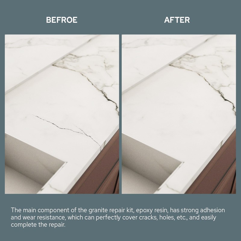 Quartz Countertop Chip Repair Kit, White Granite & Marble Repair