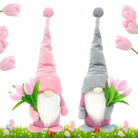 Easter Gnome Dolls, Pack of 2 Spring Decoration Gnome Figures, Easter Plush Dwarf, Swedish Gnome Dolls, Spring Faceless Doll Dwarf, for Easter and Spring Holiday Decoration (M3)