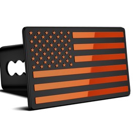 2 Inch Trailer Hitch Cover with American Flag, Heavy Metal Trailer Hitch Cover Fit for 2 Inch Hitch Receivers,3 * 5" Orange