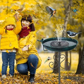 ODSNANIE Metal Bird Bath for Outside, 40 Inch Tall Vintage Freestanding Birdbaths Bowl with Bird Statue, Sturdy 5-Pronged Base Birdfeeder for Outdoors Garden Patio Yard Lawn Decor (Vintage Green)