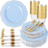 Liacere 175PCS Bule Plastic Plates - Disposable Ligh Bule and