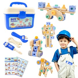 "TAETOE Educational Toy" DIY Building Blocks Montessori Children's Toys, Beginner Engineers, 144 Pieces, Tools + Storage Case + Instruction Manual Included, Can Create More Than 100 Types, Such as