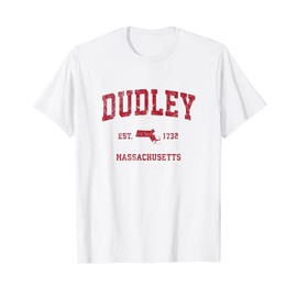 Dudley Massachusetts MA Vintage Sports Design Red Print T-Shirt