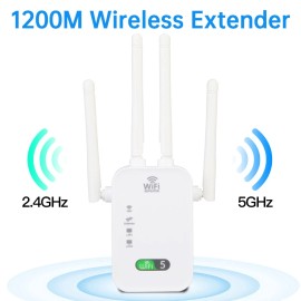 fenvi WiFi Extender Booster Repeater 1200Mbps for Full Home Coverage High Gain Antenna