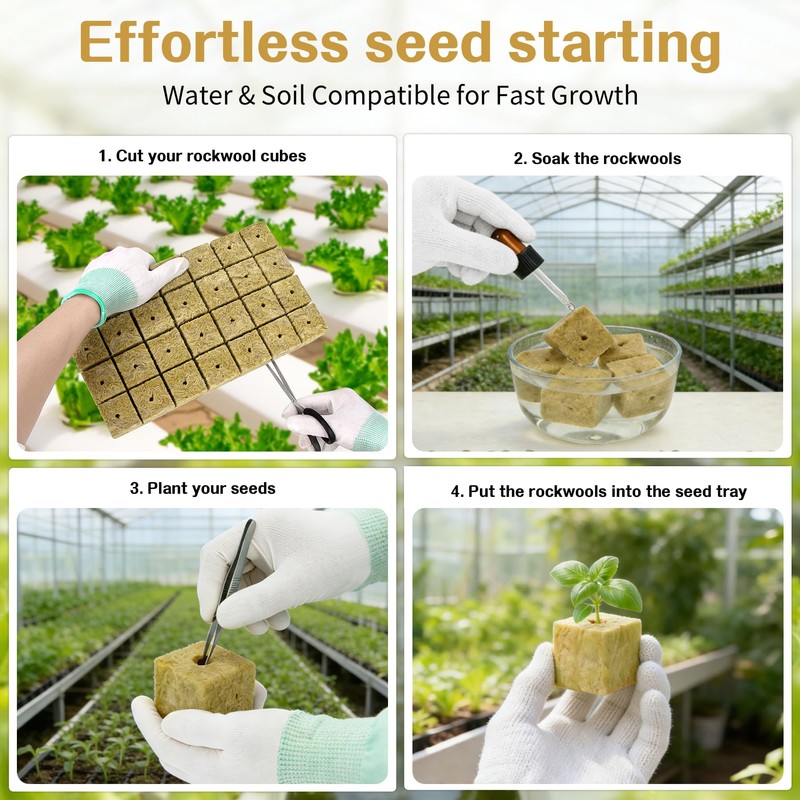 Aatacas 1.5 Inch Rockwool Cubes, Hydroponic Grow Media for Vigorous