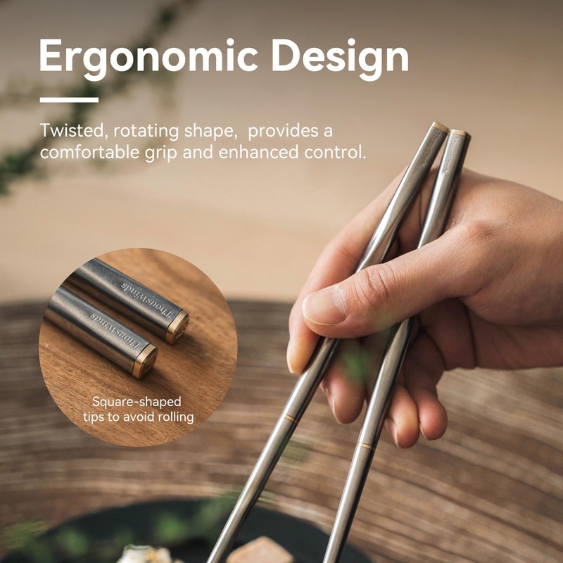 Thous Winds Titanium Chopsticks, Foldable Ultralight Chopsticks, Reusable Utensils for
