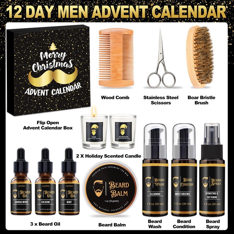Christmas Gifts for Men with 12 Day Beard Grooming Gifts