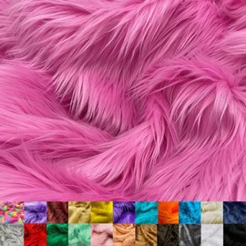 Ice Fabrics Ice Fabrics Faux Fur Fabric by The Yard - 60 Inches Wide Super Soft and Fluffy Shaggy Mohair Fur Fabric for Costumes, Apparel, Rugs, Pillows, Decorations and More - Bubble Gum - One Yard
