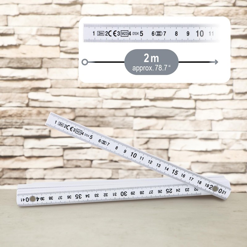 com-four® 5 x Plastic Folding Ruler - 2 Metre Folding