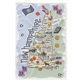 Fish Kiss® 16"x24" New Hampshire Map Dish Towel is of 100% Microfiber Waffle Weave Making it Super Absorbent, Soft & Machine Washable - Map Kitchen Towel,Map Dish Cloth is Multi Purpose