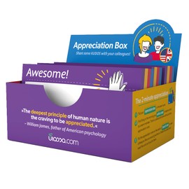Ulassa Kudos Card Box - 200 Kudo Cards Box - 100 x 70 mm - English Version - Appreciation Card Set - Cards to Increase Appreciation, Praise and Motivation in the Team - Thank You Cards, Praise Cards