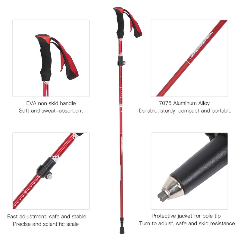 Collapsible Lightweight Aluminum Pole Hiking Stick Cane for Trekking Mountaineering