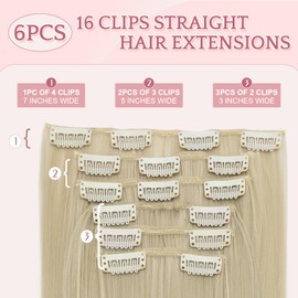 SEGOHAIR Hair Extensions Clip in Synthetic Fiber, Clip Hair Extensions Full Head Seamless 24" Long Straight Clip In Hair Extensions-6PCS 16Clips Hair Piece Light Brown