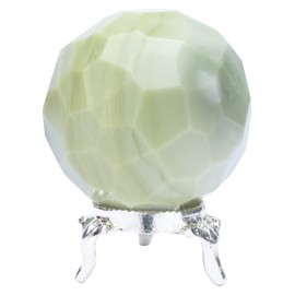 Serpentine Diamond Cut Ball with Metal Stand Sphere Ball Natural Gemstone for Healing Crystals Crystal Balls for Witchcraft Chakra Balancing Spiritual Gift Home Décor Size :- 50 mm
