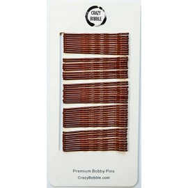 Crazy Bobble® Premium Bobby Pins for Women. Ideal Hair Pins for Styling, Hair Up, Hair Grips for Hair Buns, Add Volume. (5 cm / 2.2 inches 50 Pcs) (Copper)