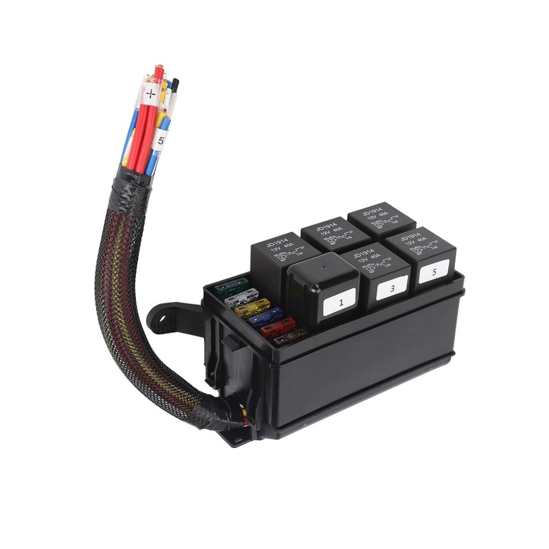 12V Fuse and Relay Box Kit 6Pcs 4 Pin Relays