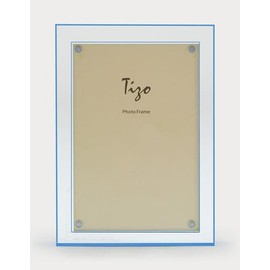 Tizo 5" X 7" Acrylic Crystal Clear Photo Frame, Blue DBL Border