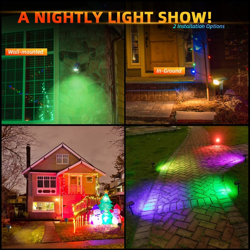 Solar Outdoor Lights,40 LEDs Color Changing RGB Solar Landscape Path