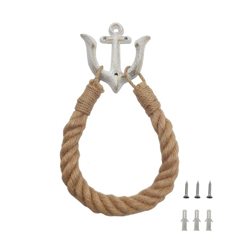 ROXLLGJC Nautical Rope Toilet Paper Holder Coastal Towel Holder with
