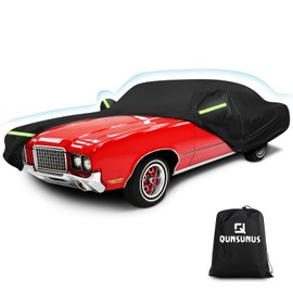 QUNSUNUS Waterproof Car Cover for Oldsmobile Cutlass 1966-1980/1988, Outdoor Car Cover with Zipper, Full Exterior Car Covers for Automobiles All Weather with Wind, Sun, UV and Dust Protection