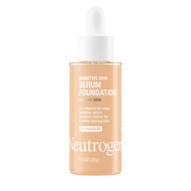 Neutrogena Healthy Skin Sensitive Skin Serum Foundation with Pro-Vitamin B5, Color Correcting & Pore Minimizing Liquid Foundation & Face Serum, Buildable Coverage, Light/Medium 02, 1 oz