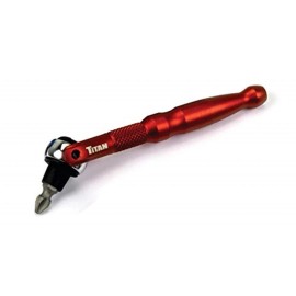 Titan 11321 1/4-Inch Drive x 4-Inch 90-Tooth Swivel Head Micro Bit Driver - Red