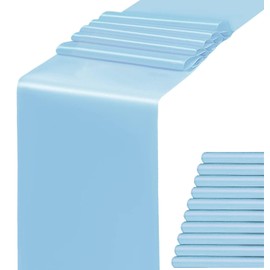 WENSINL Satin Baby Blue Table Runners 10 Pack ,12 x 108 Inches Long Table Runner for Baby Shower Party Wedding Birthday Anniversary Decorations