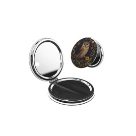 KWSAAHU Double-Sided Pocket Compact Mini Makeup Mirrors 1x, 2X Magnifying Mirror Portable Foldable Round Small Purse Mirror Suitable Daily Travel Party for Woman Man - Cool Owl