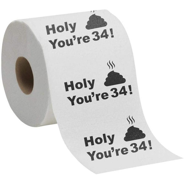 34th Birthday Gift Present Toilet Paper - Happy Thirty Fourth 34 Prank Funny Novelty Gag Joke Gift - Holy Crap